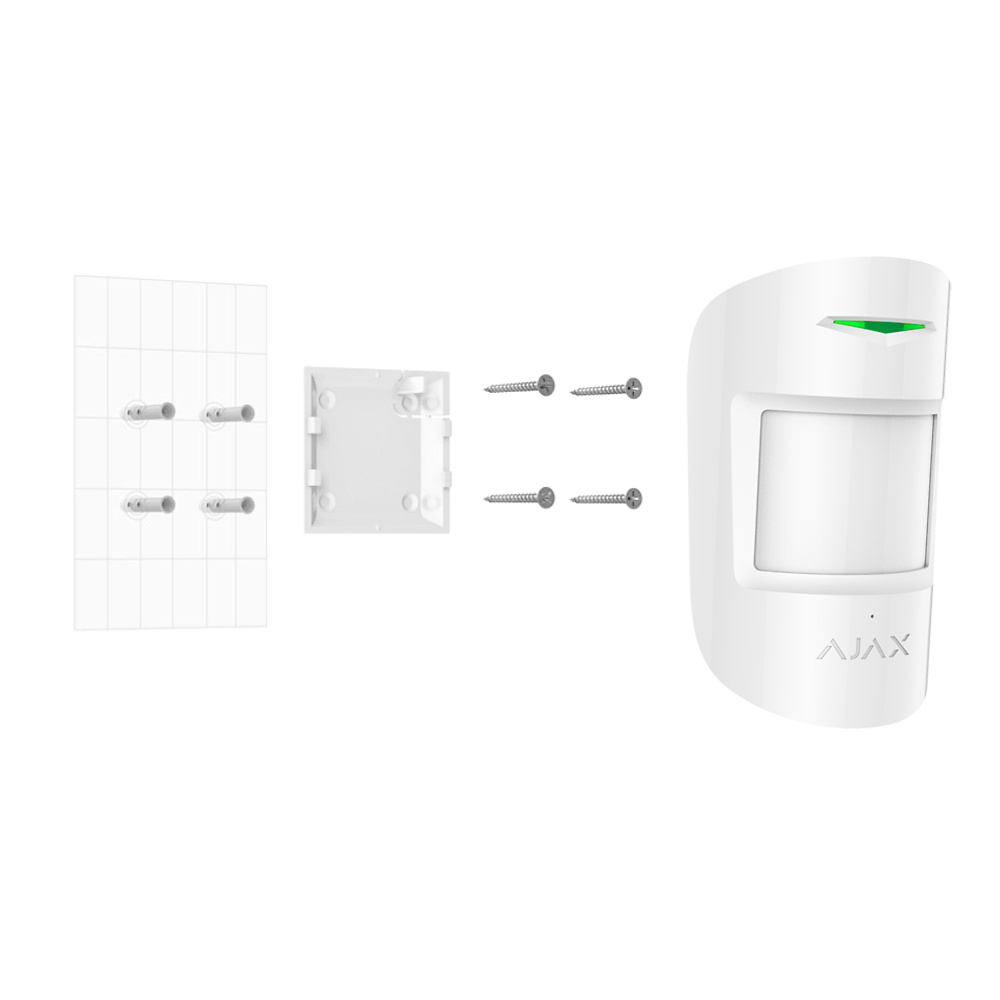 AJ-COMBIPROTECT-W | AJAX - Detector Volumétrico PIR y rotura de cristal | Inalámbrico apto para Interior | Grado 2 