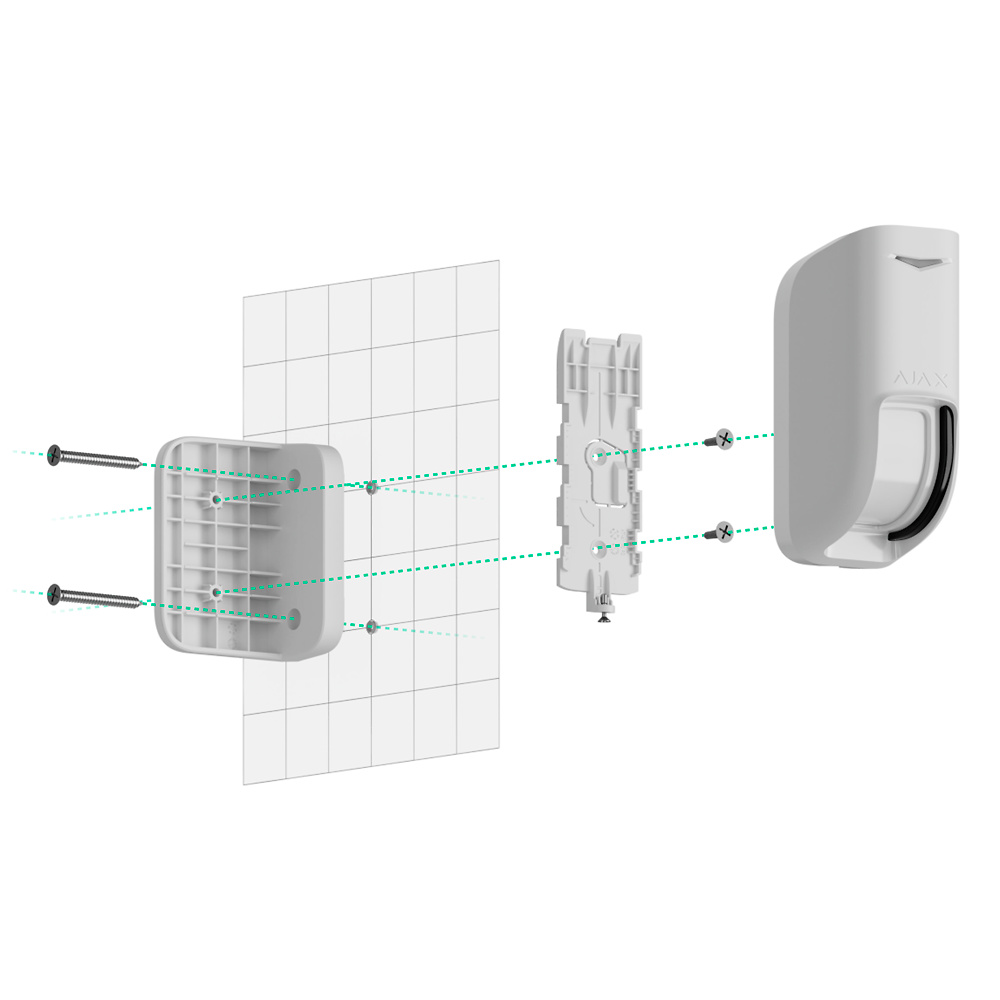 AJ-CURTAINOUTDOOR-W | AJAX - Detector exterior tipo cortina | Doble PIR tipo cortina y microondas (24 GHz) | Alcance detección 8~12 m / Antimasking 