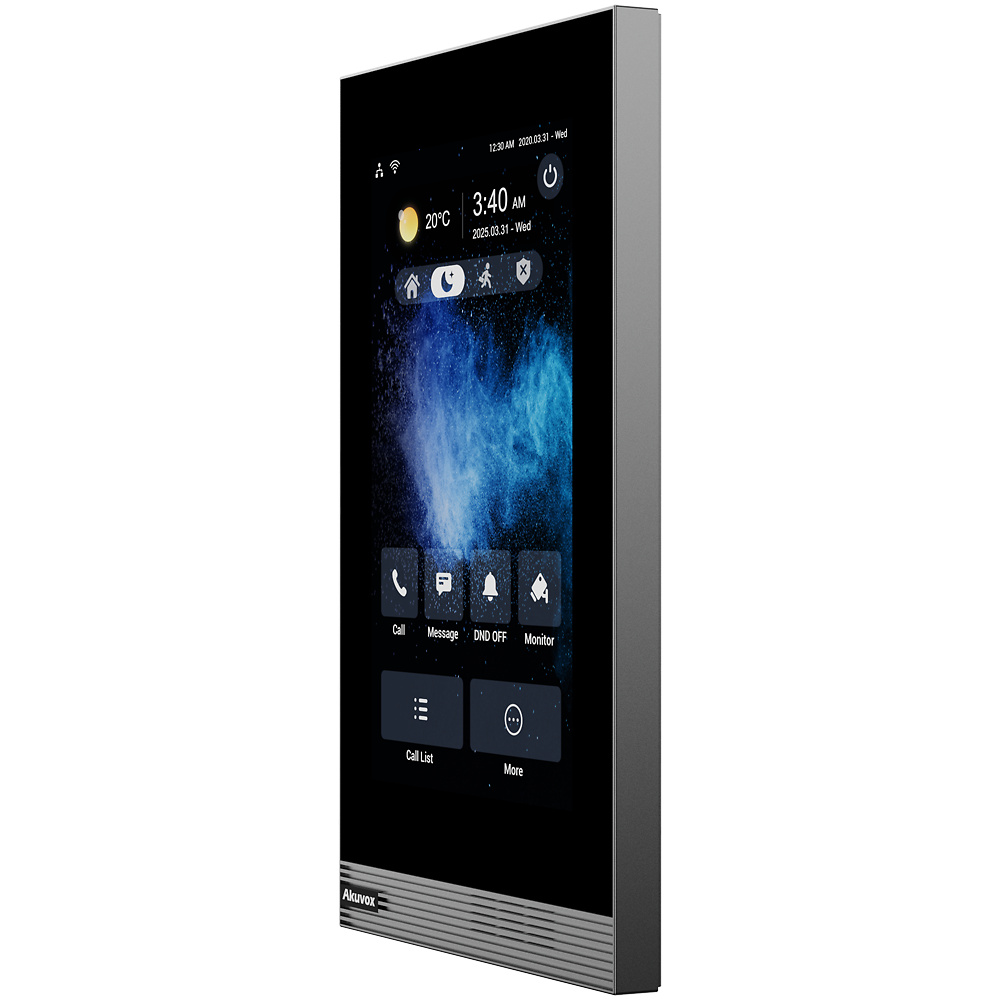 AK-S562W-V-AKUVOX-MONITOR Monitor IP Akuvox AK-S562W-V con pantalla táctil de 10.1 pulgadas, interfaz Android 12 y cámara integrada. Diseño elegante ideal para control de accesos, comunicación interior y gestión domótica en entornos residenciales y corporativos modernos