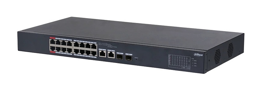 SWITCH-DAHUA-GESTIONABLE Dahua DH-CS4218-16ET-135-V2 con presupuesto PoE de 135W, hasta 90W por puerto y funciones avanzadas VLAN/LLDP