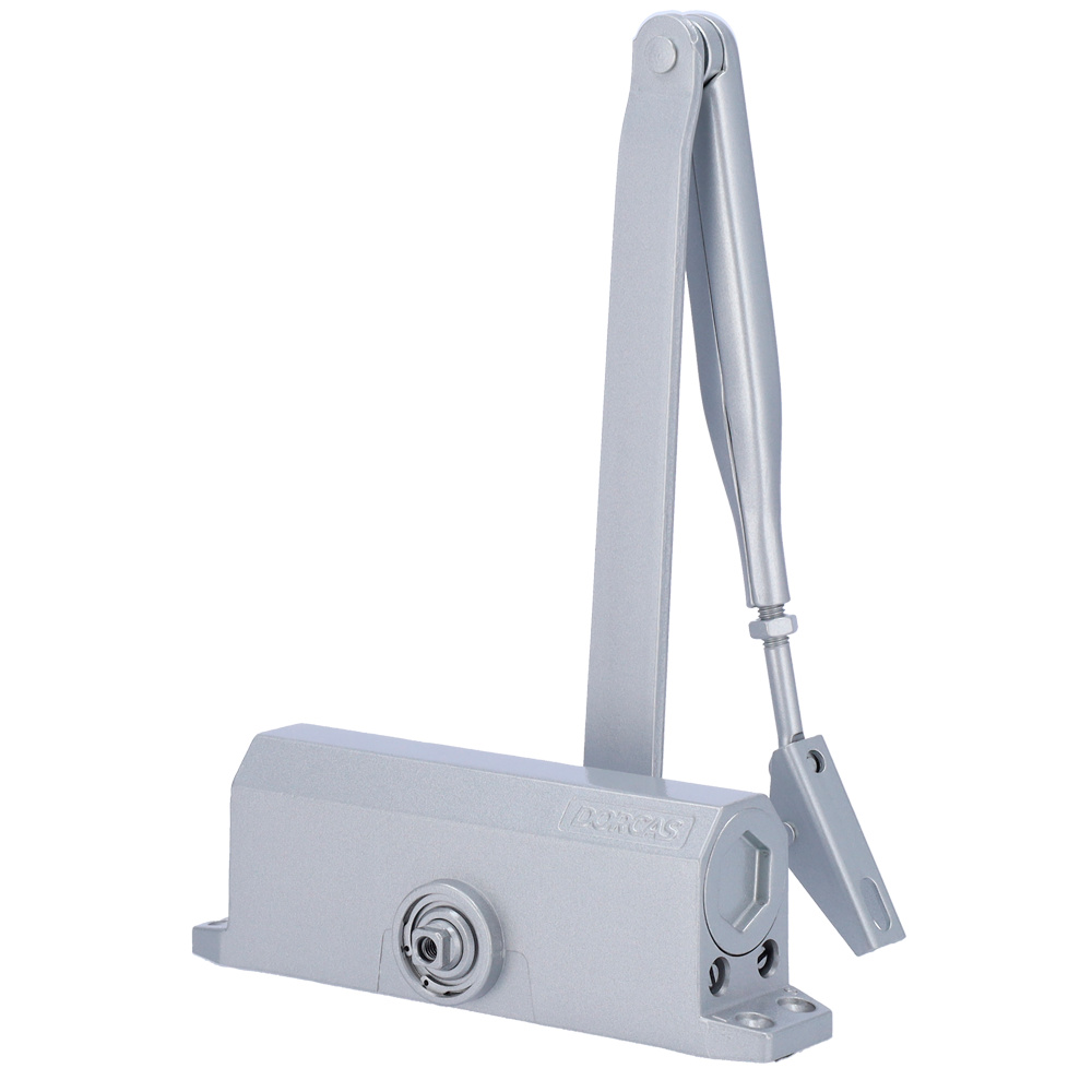 DR-D-22206 | DORCAS Compra el cierrapuertas DORCAS DR-D-22206 en nuestra tienda online. Este cierrapuertas hidráulico ofrece un control de cierre preciso y ajustable, adecuado para puertas de hasta 120 kg. Con fuerza ajustable EN 2-6, es ideal para aplicaciones residenciales y comerciales. Diseñado para durabilidad y rendimiento, cuenta con función de retención opcional y es fácil de instalar. Garantiza un cierre suave y seguro para tus puertas Disponible en tu tienda online de Videovigilancia y Seguridad electrónica www.ipcenter.es