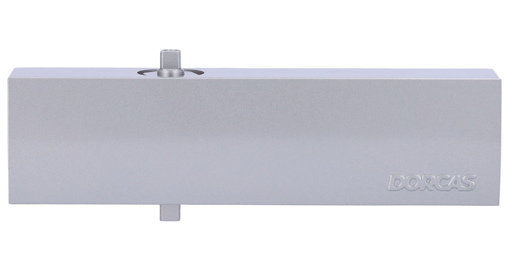 DORCAS | DR-D-22233 Cierrapuertas Dorcas de brazo deslizante con retención. Apto para todo tipo de puertas, incluidas RF. Para puertas con peso comprendido entre 25 y 100 kg