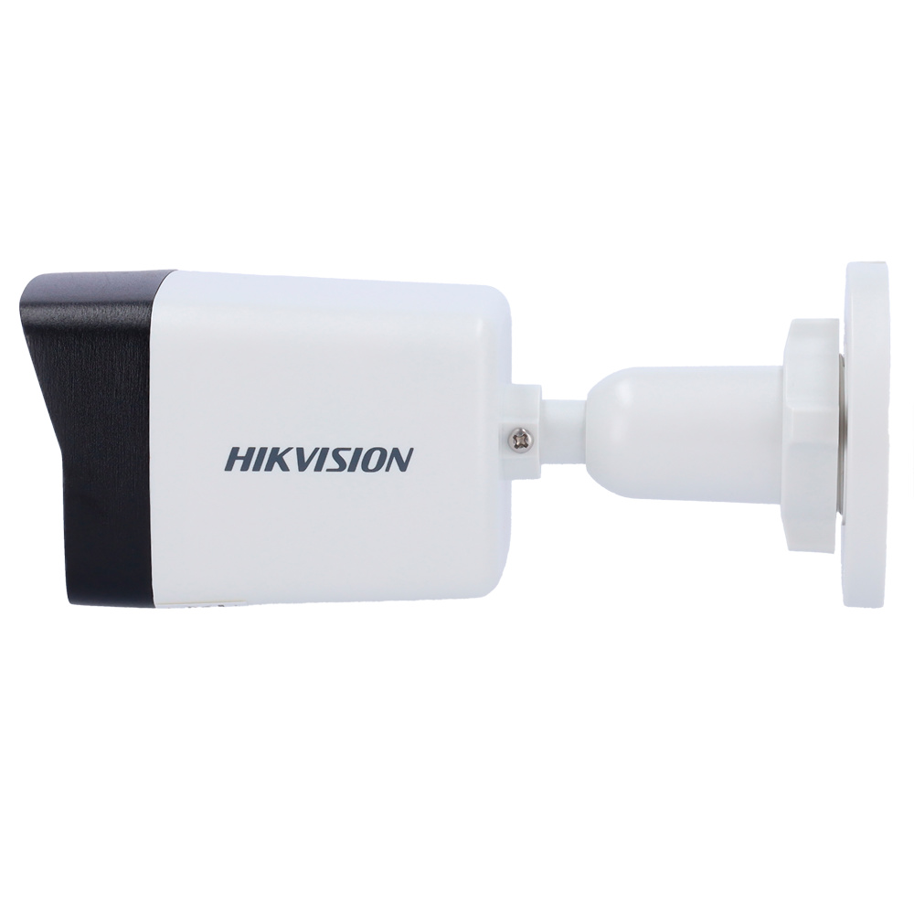 ds-2cd1023g2-liu-2.8mm-lateral Imagen lateral que muestra la estructura metálica y el ángulo de inclinación ajustable de la cámara IP Hikvision DS-2CD1023G2-LIU(2.8mm), preparada para uso exterior con certificación IP67
