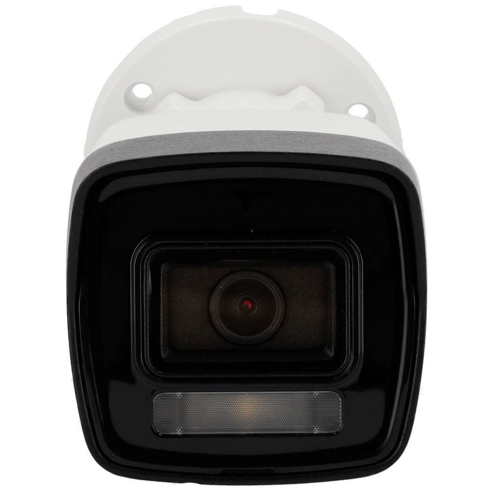 hikvision-ds-2cd1083g2-liuf-detalle-lente Detalle de la lente de la cámara Hikvision DS-2CD1083G2-LIUF, mostrando su óptica gran angular de 2.8 mm y capacidad para capturar imágenes de alta resolución con iluminación IR o luz blanca hasta 30 m