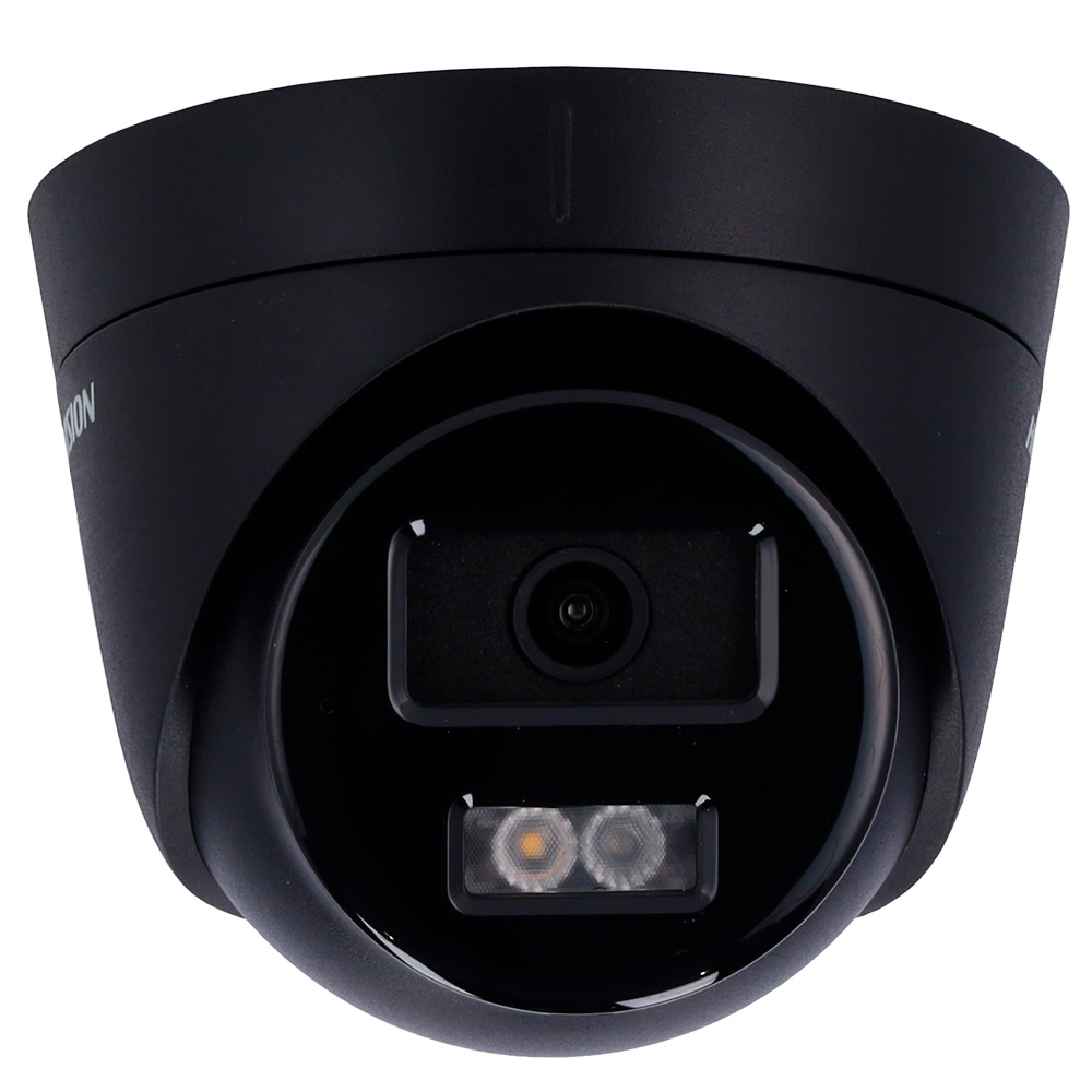 Cámara Turret IP HIKVISION Imagen frontal cámara IP Hikvision DS-2CD1343G2-LIU BLACK de 4 Mpx. Integra lente angular 2.8 mm, detección inteligente diferenciando personas y vehículos, visión nocturna híbrida 30 metros y micrófono integrado para vigilancia completa. Su robustez IP67 asegura resistencia al agua y polvo para uso profesional o doméstico