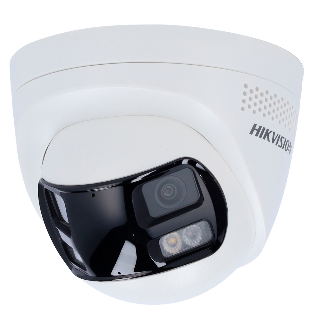 DS-2CD1383G2P-LIUF/SL(2mm)  |  HIKVISION  -  Cámara IP dual Panorámica  |  8 Mpx  |  Lente 2 mm  |  Luz híbrida 30 m | Sirena y flash disuasorios   |  Detección de movimiento 2.0
