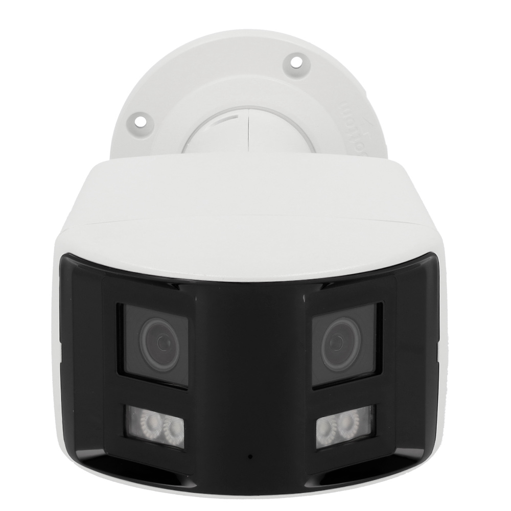 HIKVISION 180º PANORÁMICA Cámara Hikvision DS-2CD2T67G2P-LSU/SL, 6 Mpx, visión 180°, ColorVu, sirena y flash disuasorio, AcuSense, IP67, audio bidireccional y detección avanzada.