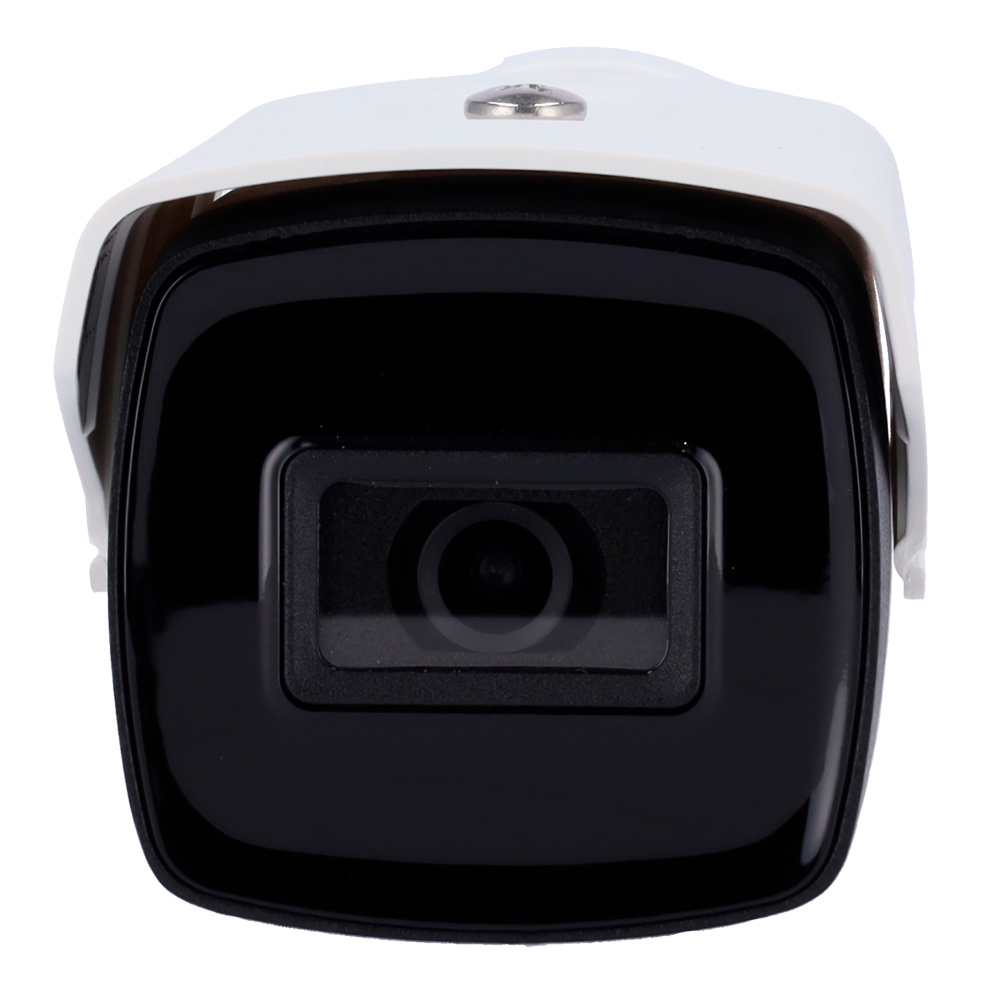 Bullet 5N1 HIKVISION frontal del modelo Hikvision 4K Bullet 8 Mpx, con gran ángulo de visión de 102º, protección IP67, Smart IR, tecnología Ultra Low Light y configuración OSD avanzada. Perfecta para exteriores exigentes y vigilancia continua
