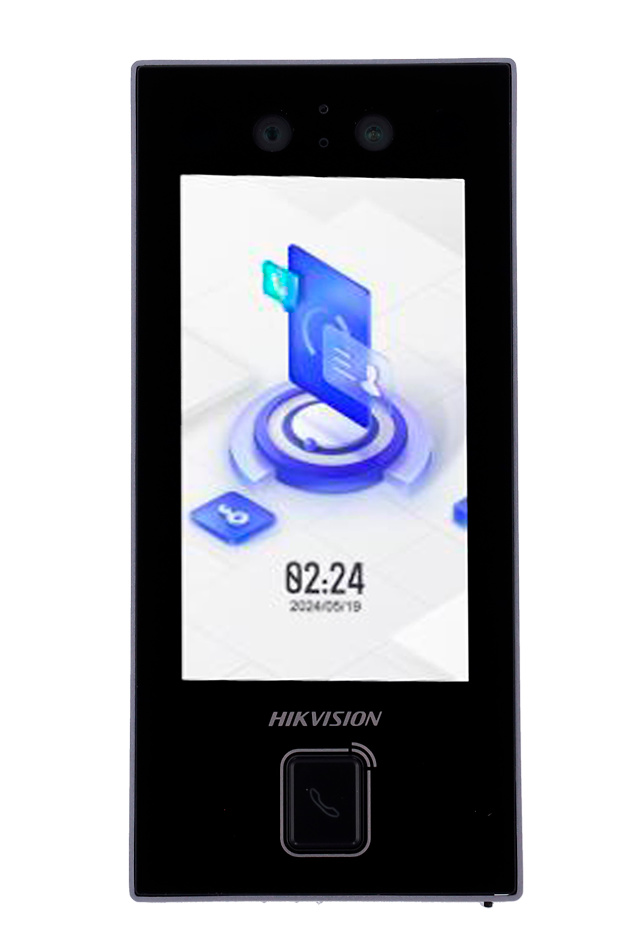 Terminal HIKVISION Terminal de control de acceso y presencia Hikvision DS-K1T344MBWX-E1 con reconocimiento facial, tarjeta, PIN, QR y Bluetooth. Pantalla táctil de 4.5