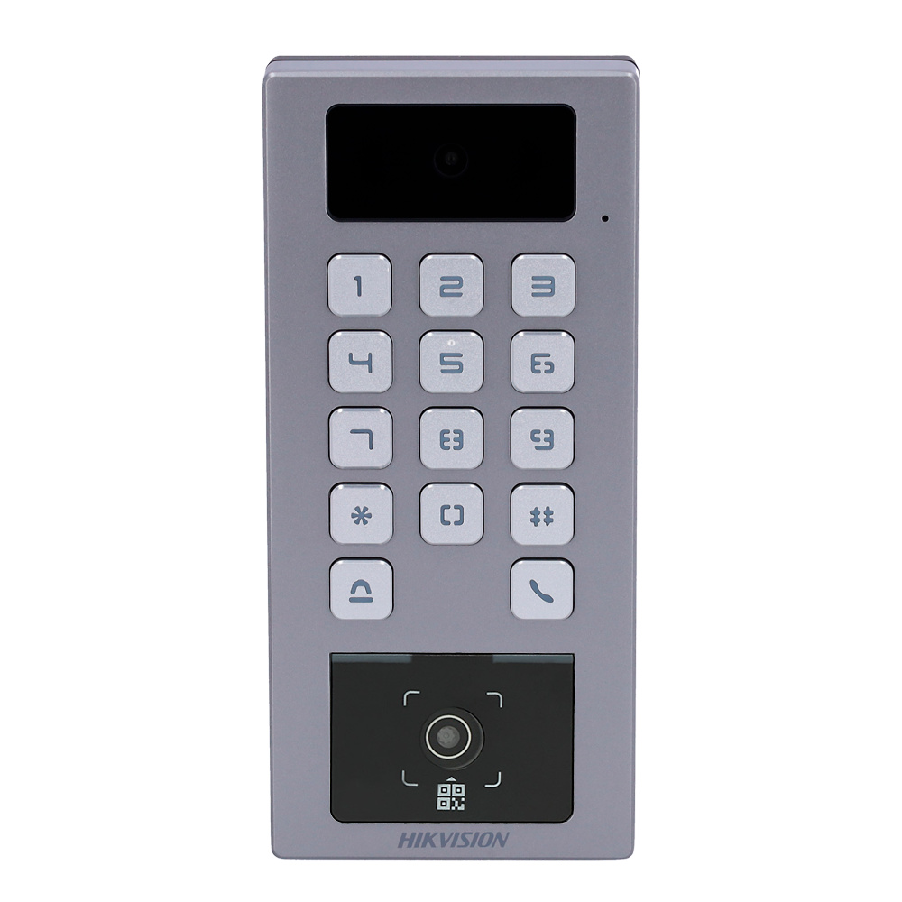 DS-K1T502DBWX-CQR  |  HIKVISION  -  Terminal autónomo de Control de Accesos con cámara IP65 IK09 |  Identificación por Tarjeta MF DESFire, QR dinámico y PIN  |  Comunicación TCP/IP, WiFi, RS485 y Wiegand