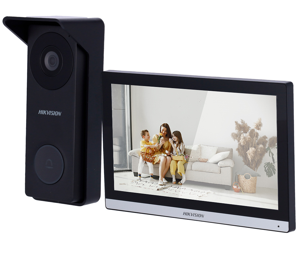 DS-KIS313-P(B)  |  HIKVISION  -  Kit de Videoportero  (Monitor + Placa exterior)  |  Tecnología 4 hilos analógico & WiFi  |  Conexión por 4 hilos  |  Permite 2 monitores más