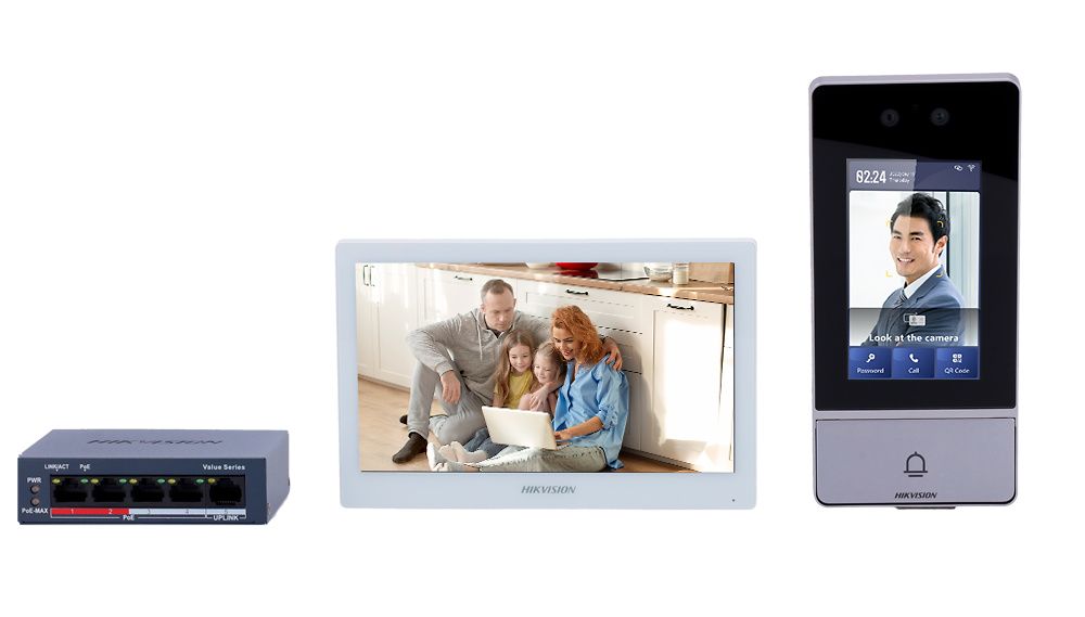 DS-KIS902-S | HIKVISION - Kit de Video portero (Monitor + Placa exterior) | Tecnología IP & Wifi | Facial, tarjeta MF, PIN y QR | Montaje en Superficie 