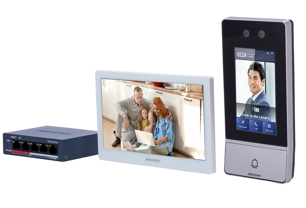 DS-KIS902-S | HIKVISION - Kit de Video portero (Monitor + Placa exterior) | Tecnología IP & Wifi | Facial, tarjeta MF, PIN y QR | Montaje en Superficie 