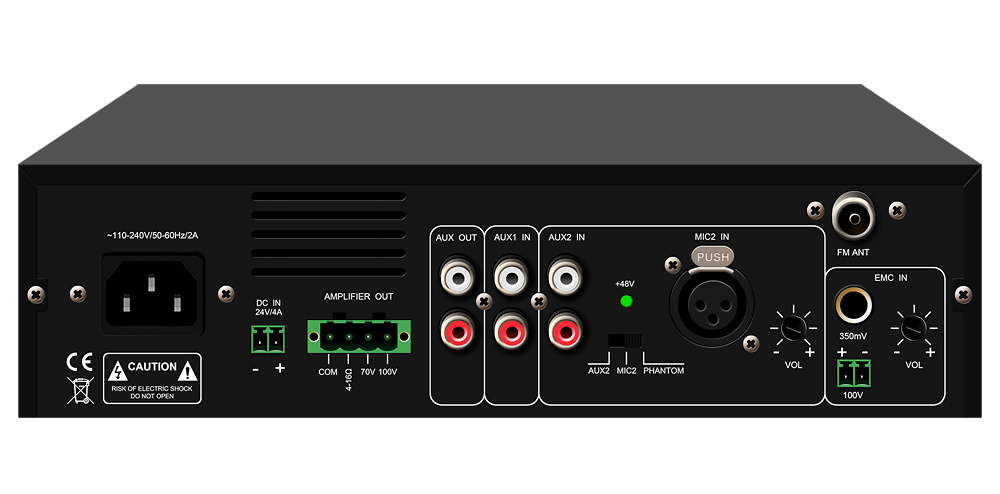 DSPPA-MP120UB | DSPPA - Amplificador mini mezclador 100V | Reproductor USB / Radio FM / Blutooth | Potencia nominal 120W 