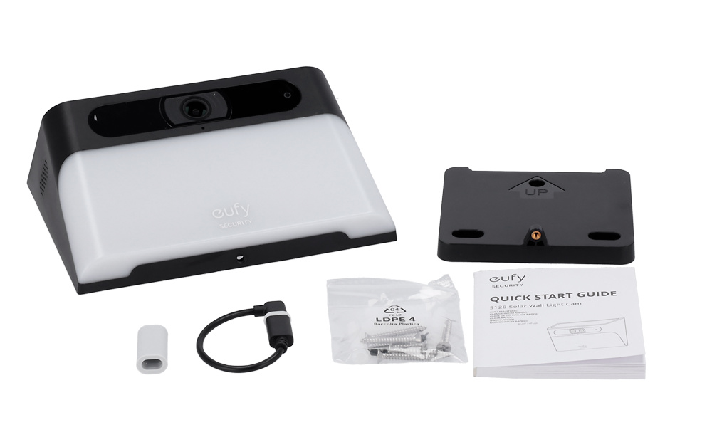 EUFY-SOLARWALL-LIGHTCAM-S120 | EUFY - Cámara Wifi con Panel Solar a batería| 2K | Ángulo de visión 120° | Detección de presencia PIR | Panel Solar integrado 