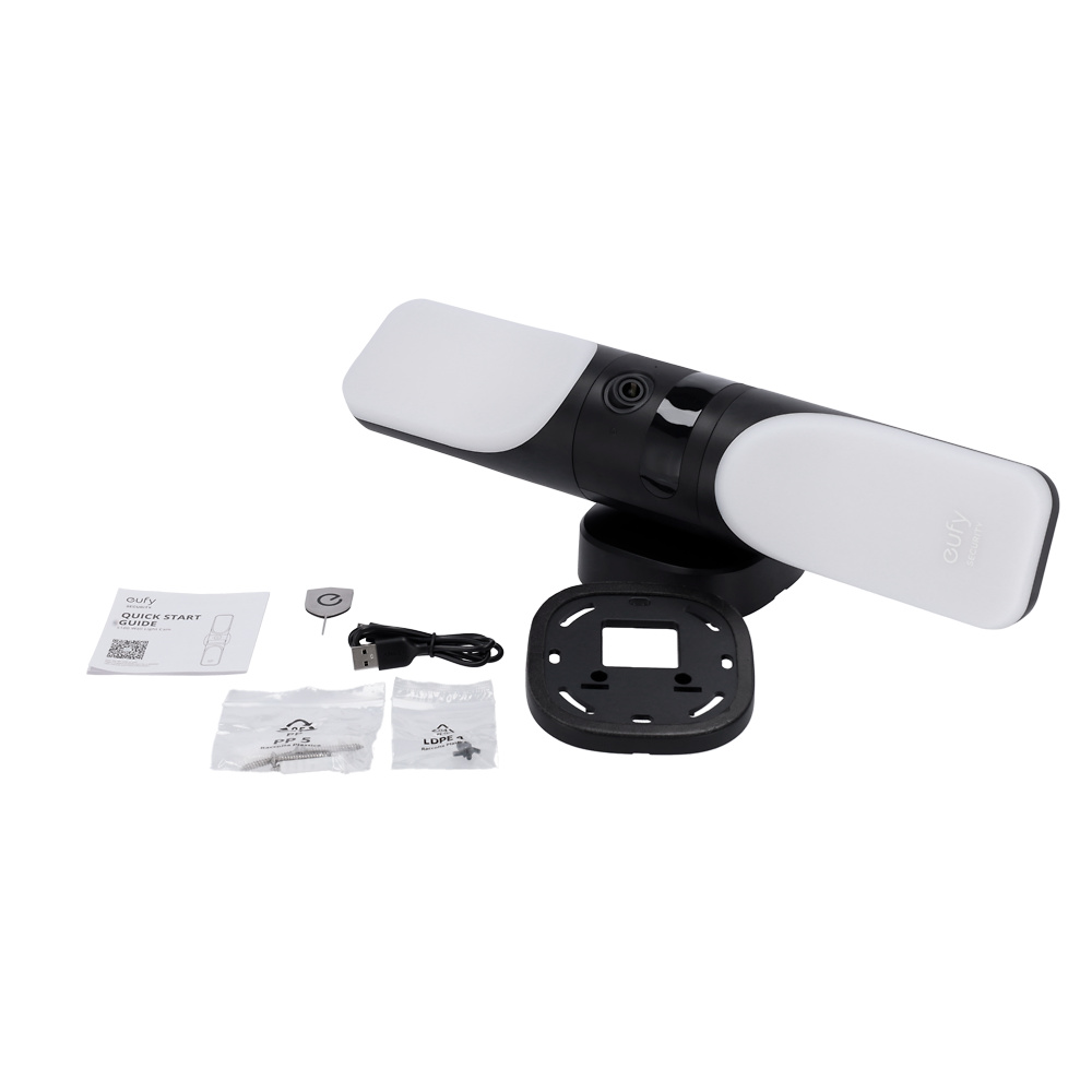 EUFY-WIREDWALL-LIGHTCAM-S100 | EUFY - Cámara Wifi con foco doble | Resolución 2K | Lente 160º de Visión | Detector PIR | Detección inteligente de humanos | Audio bidireccional / Sirena 