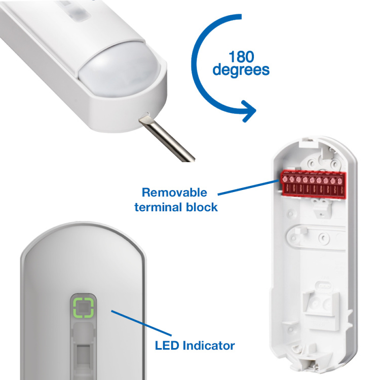OPTEX Grado 3 Optex FLX-A-AM: detector PIR avanzado con lente flexible y cobertura de hasta 24 m. Tecnología antienmascaramiento IR, salidas de relé de alarma, fallo y antisabotaje. Certificación EN50131-2-2 Grado 3