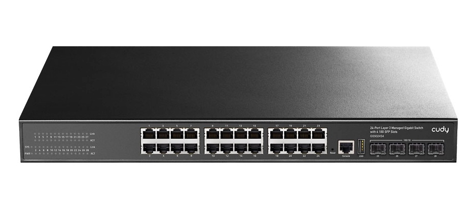 GS5024S4 | Switch PoE L3 Gestionable | Switch PoE+ de 24 puertos Gigabit y 4 ranuras SFP 