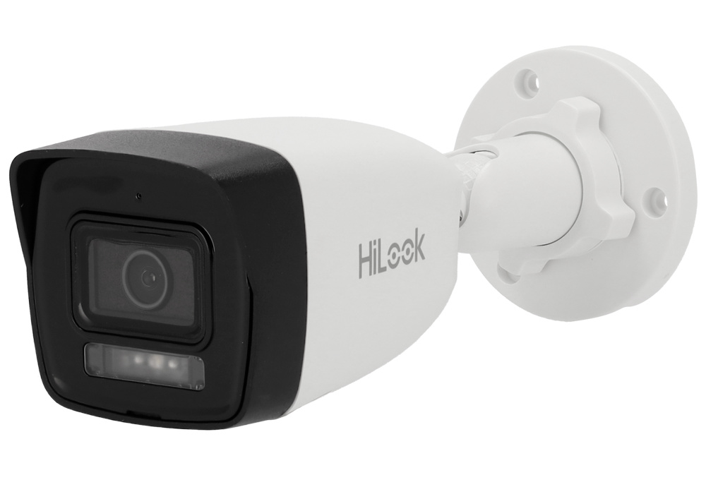 IPC-B140HA-LU  |  HiLooK  -  Cámara Bullet IP  |  4 Mpx  |  Lente fija 2,8 mm | Luz híbrida: IR y luz blanca 30 metros |  Micrófono integrado