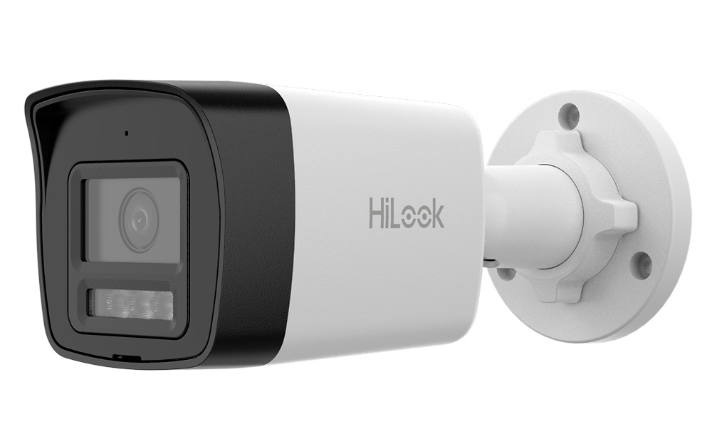 IPC-B140HA-LUC  |  HiLooK  -  Cámara Bullet IP  |  4 Mpx  |  Lente fija 2,8 mm | Luz híbrida: IR y luz blanca 20 metros |  Micrófono integrado
