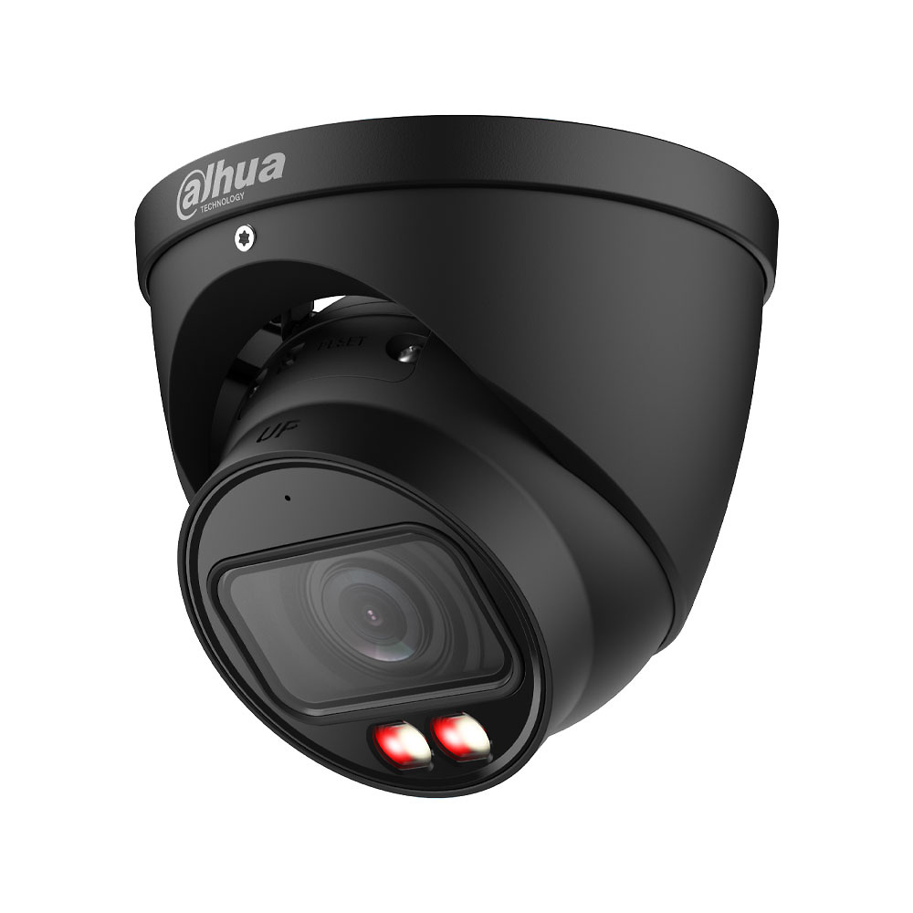 dahua-ipc-hdw2449tp-black-instalacion Instalación exterior de la cámara Dahua WizSense negra con protección IP67, conectividad PoE, audio integrado y soporte 3AXIS. Perfecta para sistemas de seguridad avanzados con analítica inteligente, detección de intrusión y visión nocturna superior con luz IR o blanca