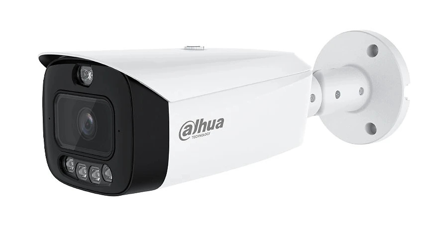 IPC-HFW3449T1P-AS-PV-0280B-PRO | DAHUA - Cámara WizColor con disuasión activa TiOC PRO | 4 Mpx | Lente fija 2.8 mm | Smart Light 50 metros | Disuasión activa con luz roja/azul y audio 