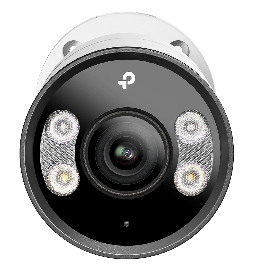 tp-link-vigi-s355-4mm-leds-disuasivos Detalle de los LEDs infrarrojos y luz blanca de la cámara VIGI S355, que permiten visión nocturna optimizada y disuasión activa mediante iluminación y sonido