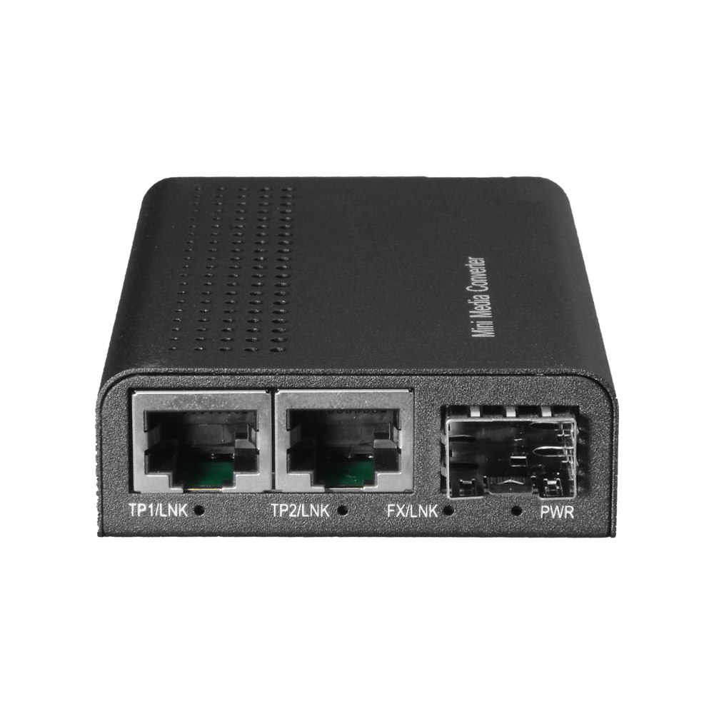 MC2GE-SFP | Conversor de medios multimodo | 1x SFP | 2x Ethernet RJ45 | 10/100/1000 Base-TX | 100 metros 