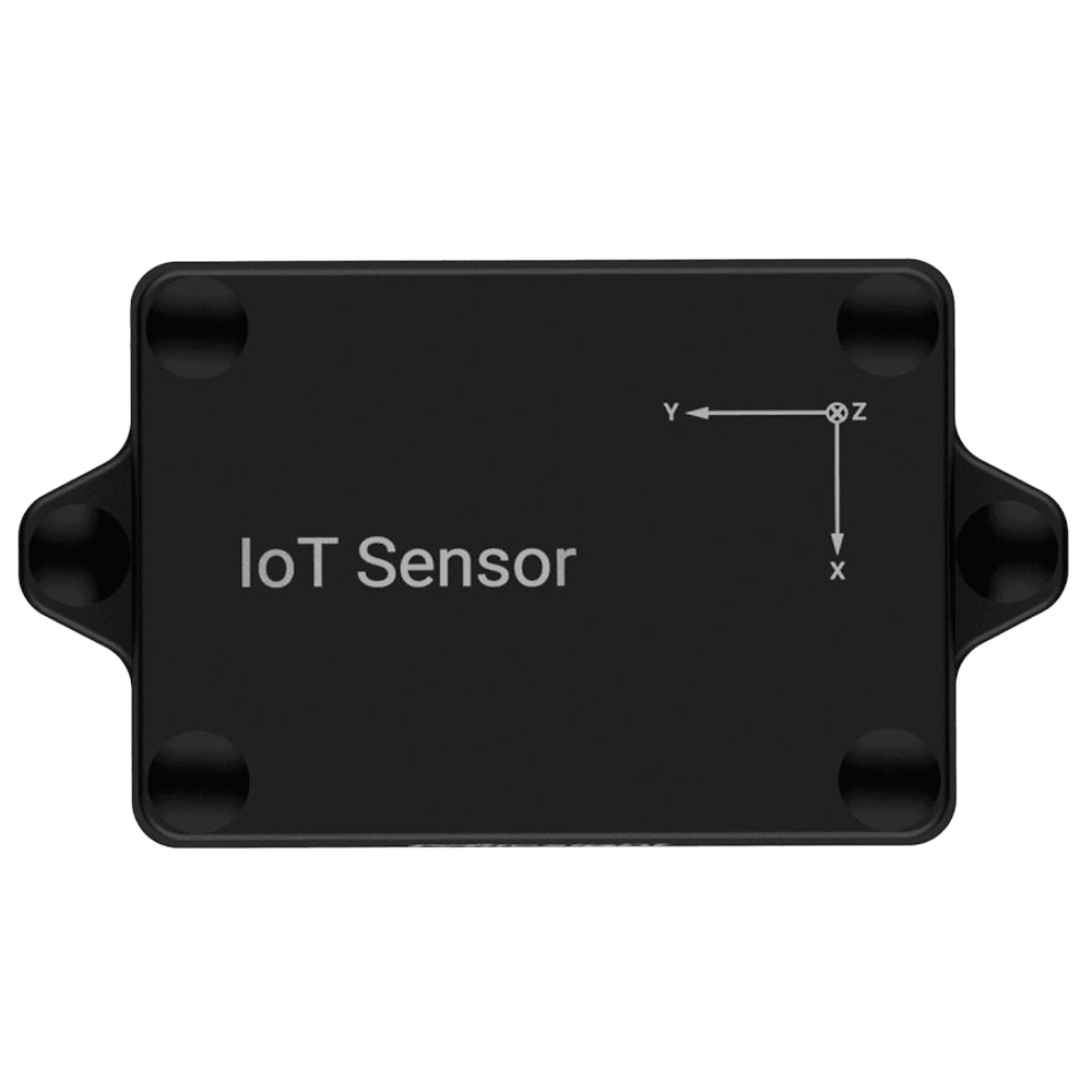 Sensor largo alcance IoT sensor MS-EM310-TILT-868M instalado sobre estructura metálica. Muestra su versatilidad para monitoreo en exteriores, sistemas móviles, maquinaria y plataformas. Tecnología LoRaWAN para conectividad remota hasta 15 km