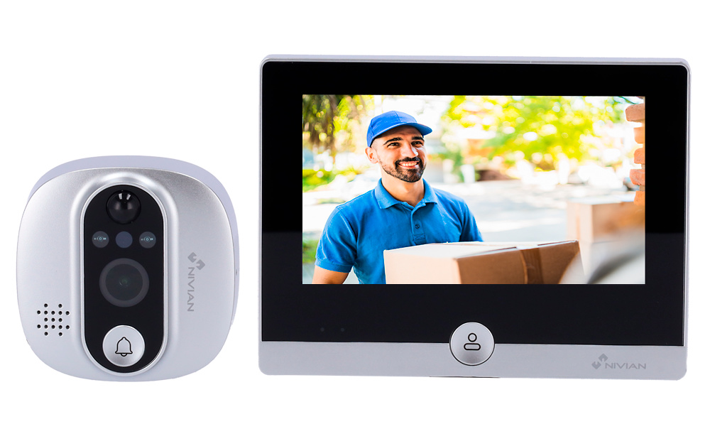 NVS-IPC-DOORVIEW1 | Nivian - Mirilla Inteligente WiFi | Deteccion por PIR / Vision Nocturna | Audio bidireccional (micrófono y altavoz integrados) | Apto para Interior 