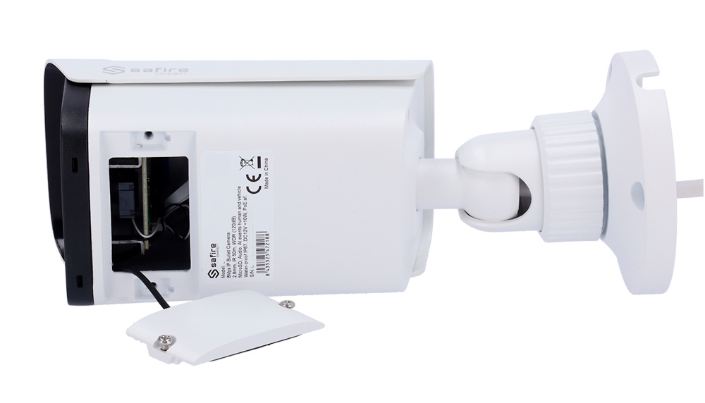 SF-IPB380A-4E1-DL-0360 | SAFIRE - Cámara IP bullet | 4 Mpx | Lente fija 3,6 mm | Luz Dual: IR y Led blanco alcance 30 metros | Micrófono integrado 