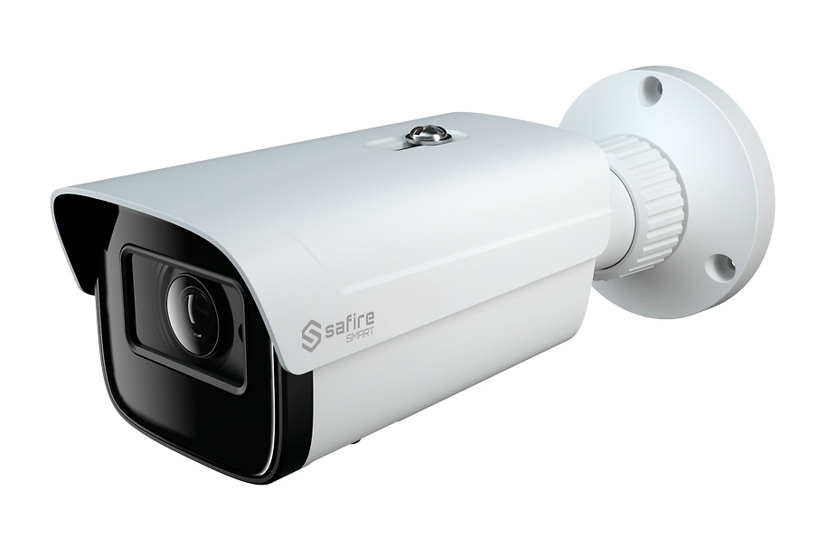 SF-IPB380A-4I1-DL-SAFIRE-SMART-AI Cámara IP Bullet Safire Smart SF-IPB380A-4I1-DL con lente de 2.8 mm y resolución 4 Mpx. Ideal para vigilancia exterior gracias a su carcasa metálica IP67 y su potente iluminación dual de 50 metros. Equipada con Inteligencia Artificial avanzada para reconocimiento facial y metadatos