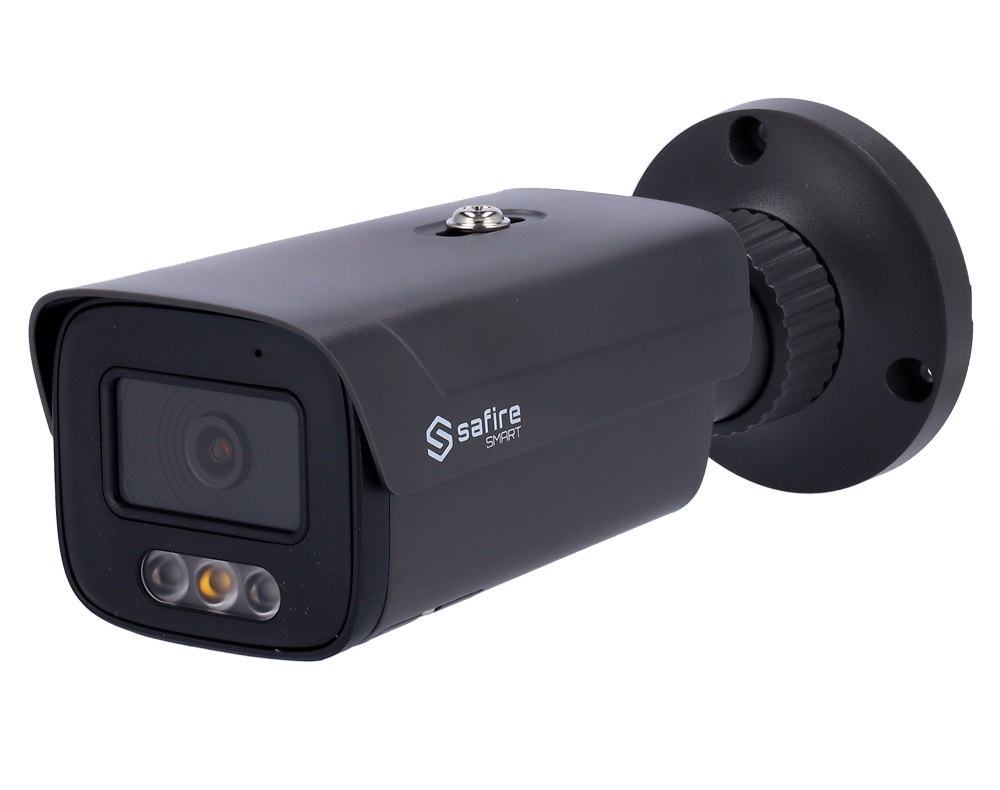 SF-IPB380A-4I1-DL-GREY   |  SAFIRE SMART  -  Cámara IP bullet  |  4 Mpx  |  Lente fija 2,8 mm  |  Leds IR 50 metros  |  AI Avanzada y DualLight