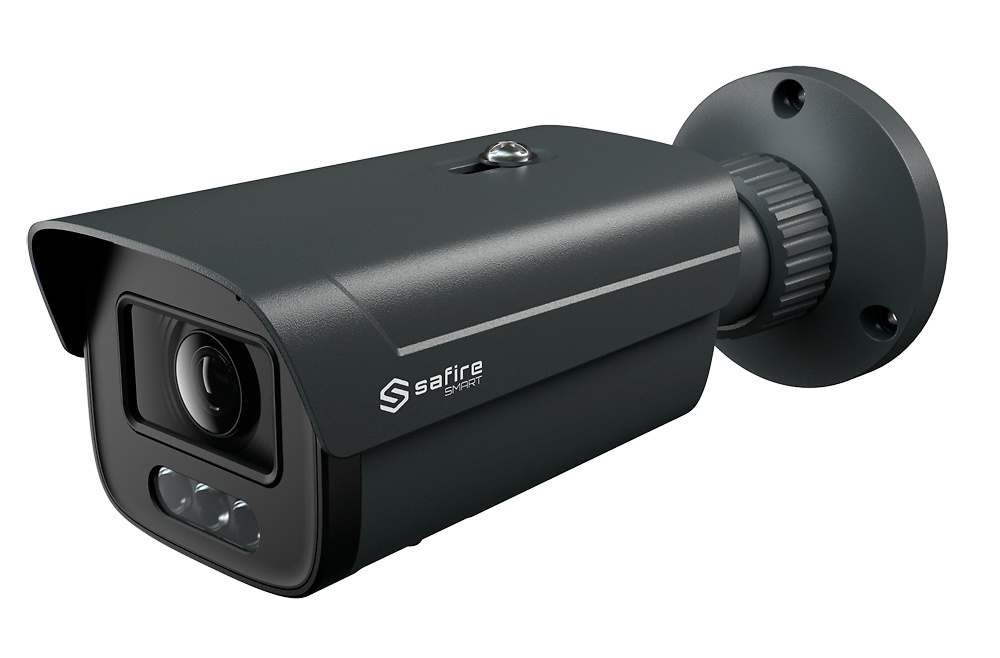 SF-IPB580ZA-4I1-SL-GREY  |  SAFIRE SMART  |  Cámara IP  Bullet  |  4 Mpx  | Lente motorizada 2.8-12 mm | Dual Light Alcance 50 metros  |  Micrófono Integrado  |  Alarmas