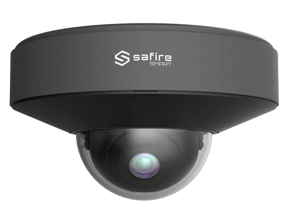 SF-IPD050A-4I1-GREY   |  SAFIRE SMART -  Cámara IP Mini domo |  4 Mpx  | Lente Fija 2,8 mm  |  Leds IR 20 metros  |  Micrófono integrado  |  AI Avanzada:Perimetral, Facial, Conteo,Metadatos