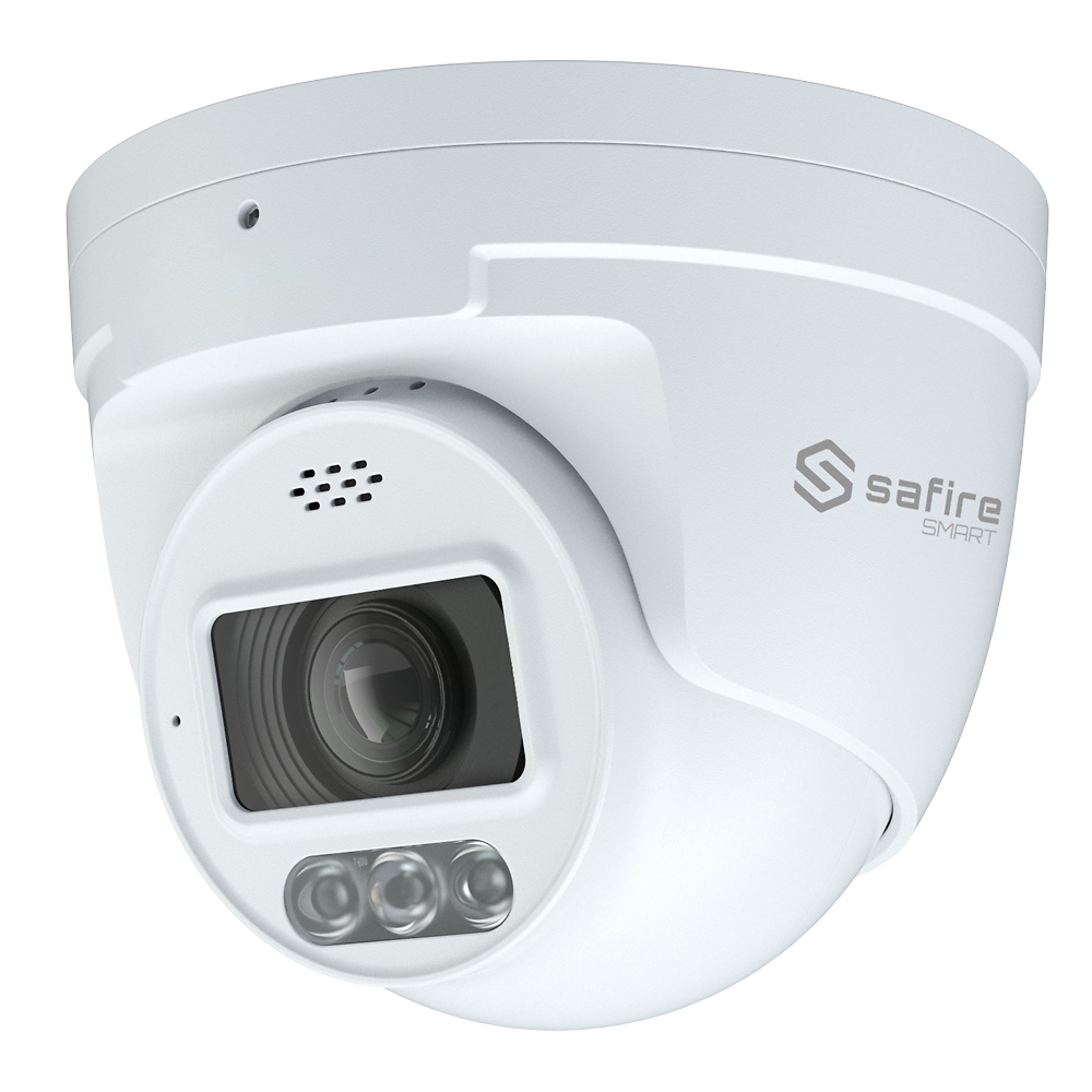 SF-IPT511ZA-4I1-SL   |  SAFIRE SMART -  Cámara IP Turret con AI Avanzada y DualLight|  4 Mpx  | Lente motorizada 2.7~13.5mm   |  Dual light IR 40 metros  |  Micrófono y Altavoz integrados  |  Alarmas