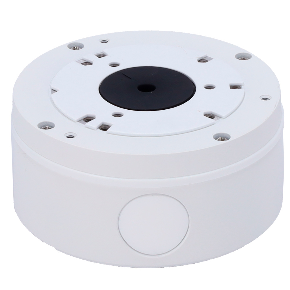 SF-JBOX-0103 Safire Smart SF-JBOX-0103, caja de conexiones compacta para cámaras domo, resistente al agua y polvo con protección IP65. Ideal para instalaciones en techo o pared, facilita un montaje seguro y profesional. Acabado en color blanco para integración discreta