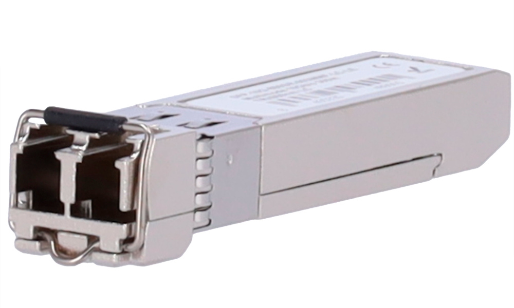 SFP-10G-850SR-003MMF-LC-LE-Multimodo Vista frontal del módulo transceptor SFP-10G-850SR-003MMF-LC-LE, diseñado para redes de alta velocidad. Compatible con Lenovo Coded, ofrece transmisión de 10Gbps sobre fibra multimodo hasta 300 metros. Ideal para centros de datos y enlaces troncales