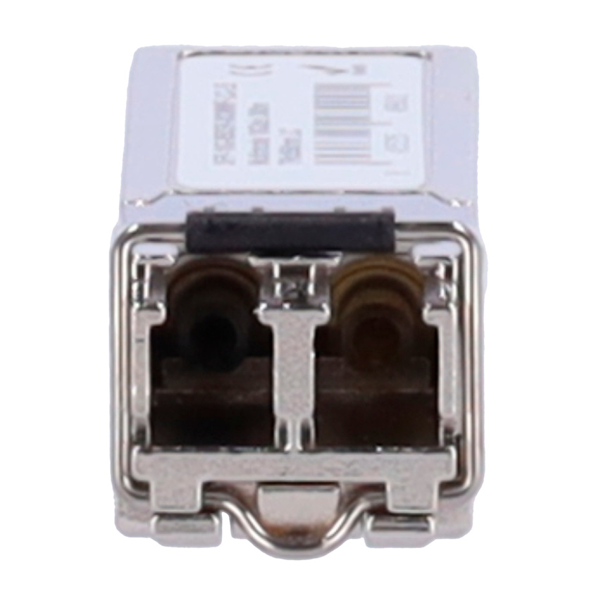 SFP-10G-850SR-003MMF-LC-LE-Multimodo-conector Detalle del conector LC dúplex del transceptor SFP+ SFP-10G-850SR-003MMF-LC-LE, perfecto para instalaciones de fibra óptica multimodo. Alta fiabilidad y fácil integración en infraestructuras de red modernas con estándar 10GBASE-SR