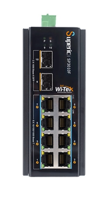 SP3010F | WI-TEK - Switch PoE Gigabit no gestionable de 8 PoE+ y 2 SFP | 240W 