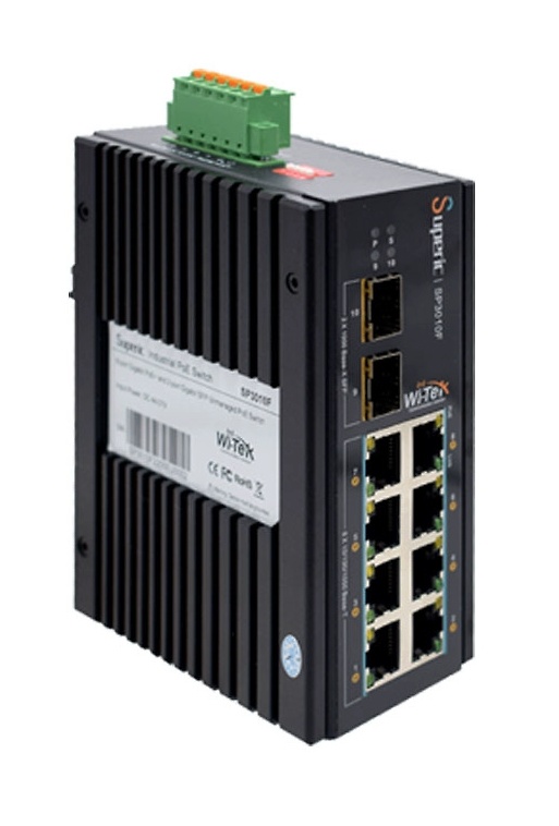 SP3010F | WI-TEK - Switch PoE Gigabit no gestionable de 8 PoE+ y 2 SFP | 240W 