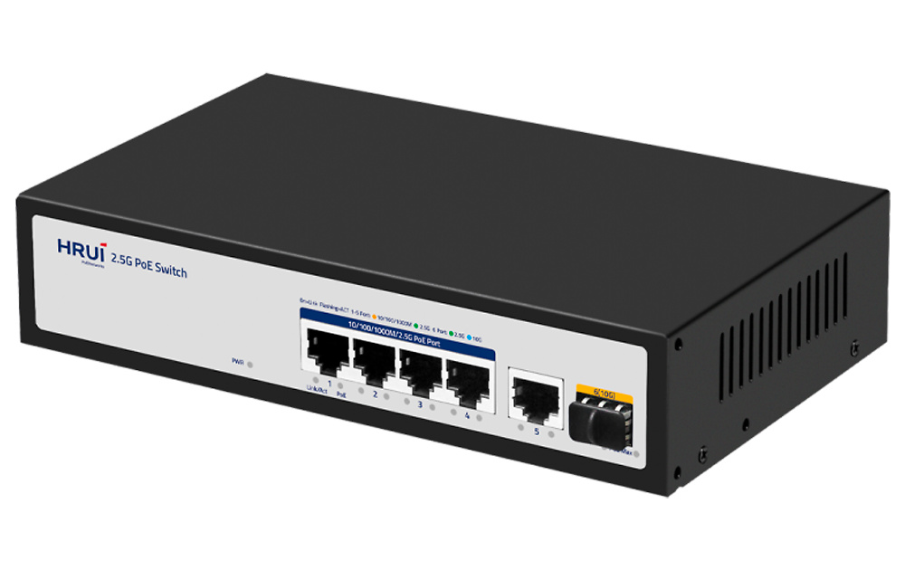 SW64HIPOE-2AZCXF-60 | Switch 4 puertos PoE 30W + 1 Uplink SFP 10G | Velocidad de puertos 2,5/1Gbps | PoE Watchdog 