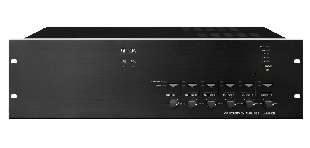 TOA-VM-3240E | TOA - Amplificador de extensión de sistema VM-3000 | Potencia 240W | 6 salidas de altavoces (100 V) 
