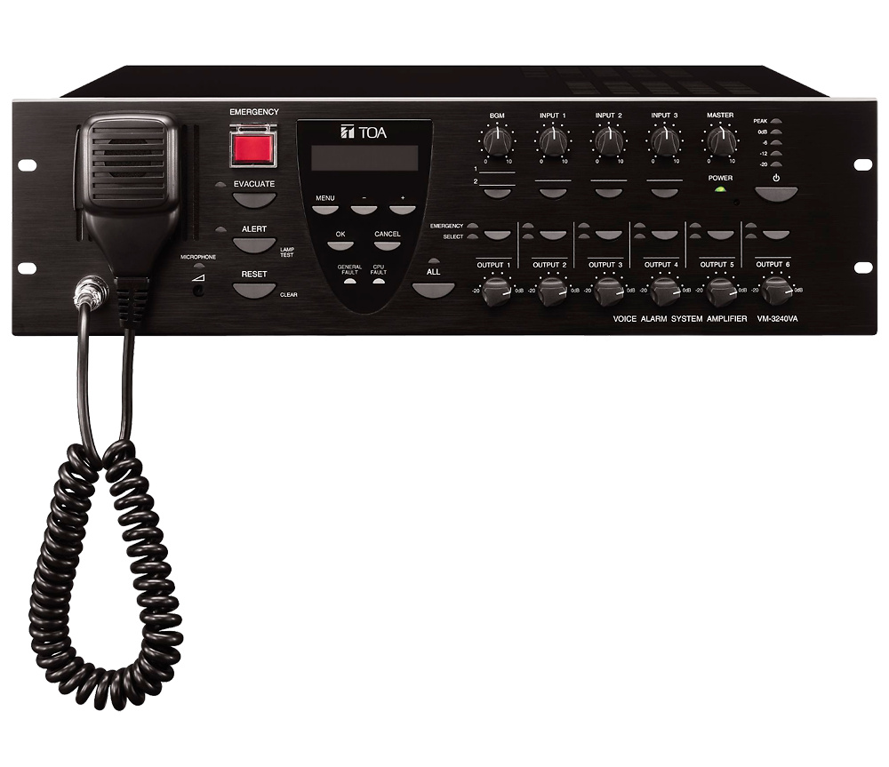TOA-VM-3240VA | TOA - Amplificador principal de sistema VM-3000 | Potencia 240W | 6 salidas de altavoces (100 V) 