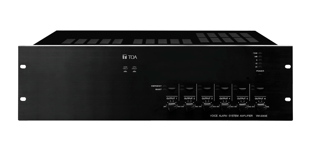 TOA-VM-3360E | TOA - Amplificador de extensión de sistema VM-3000 | Potencia 360W | 6 salidas de altavoces (100 V) 
