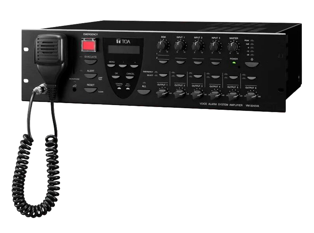 TOA-VM-3360VA | TOA - Amplificador principal de sistema VM-3000 | Potencia 360W | 6 salidas de altavoces (100 V) 