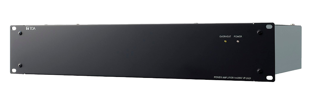 TOA-VP-2421-toa-amplificador-reserva-megafonia-evacuacion Amplificador TOA VP-2421 de 420 W en formato rack 2U, ideal como respaldo en sistemas de evacuación por voz y megafonía profesional