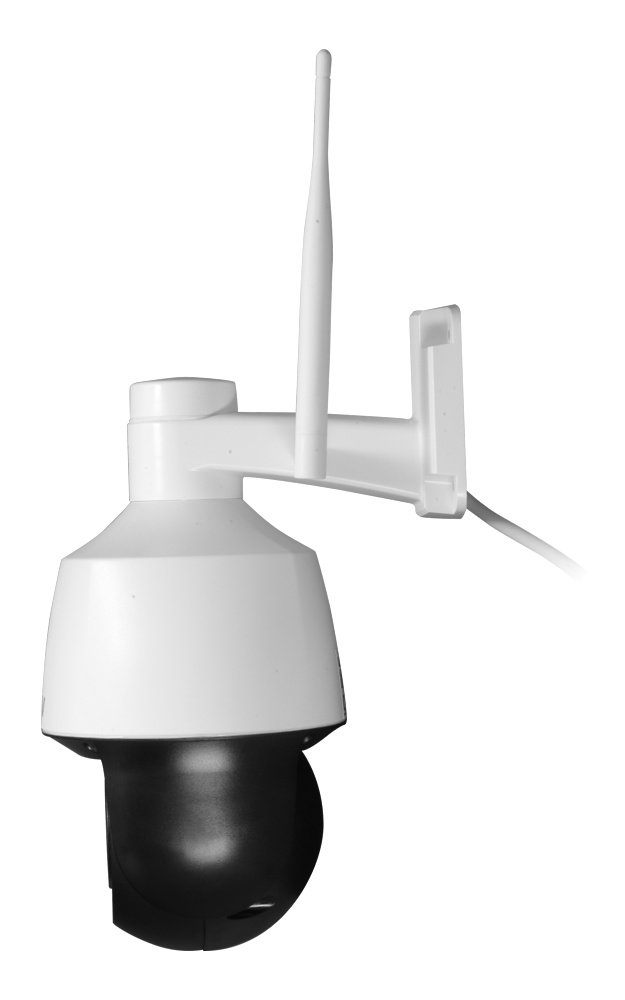uv-ipc6312lr-ax4w-vg-lateral Detalle lateral de la cámara UNIVIEW UV-IPC6312LR-AX4W-VG mostrando su carcasa resistente IP66 y diseño compacto para instalaciones en exteriores. Se aprecia el sistema óptico PTZ y la robustez del producto, ideal para entornos exigentes