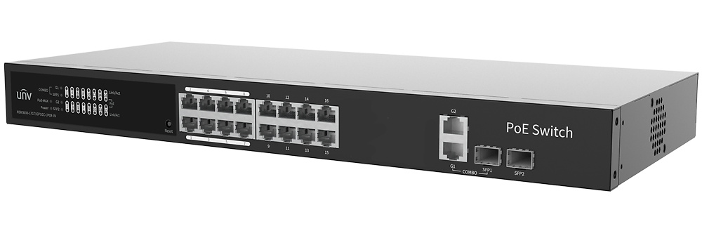 UV-NSW3000-17GT1GP1GC-LPOE-IN | UNIVIEW - Switch PoE Cloud Gestionable | 16 PoE802.3af/at + 2 uplink RJ45 + 2 SFP | 150W 