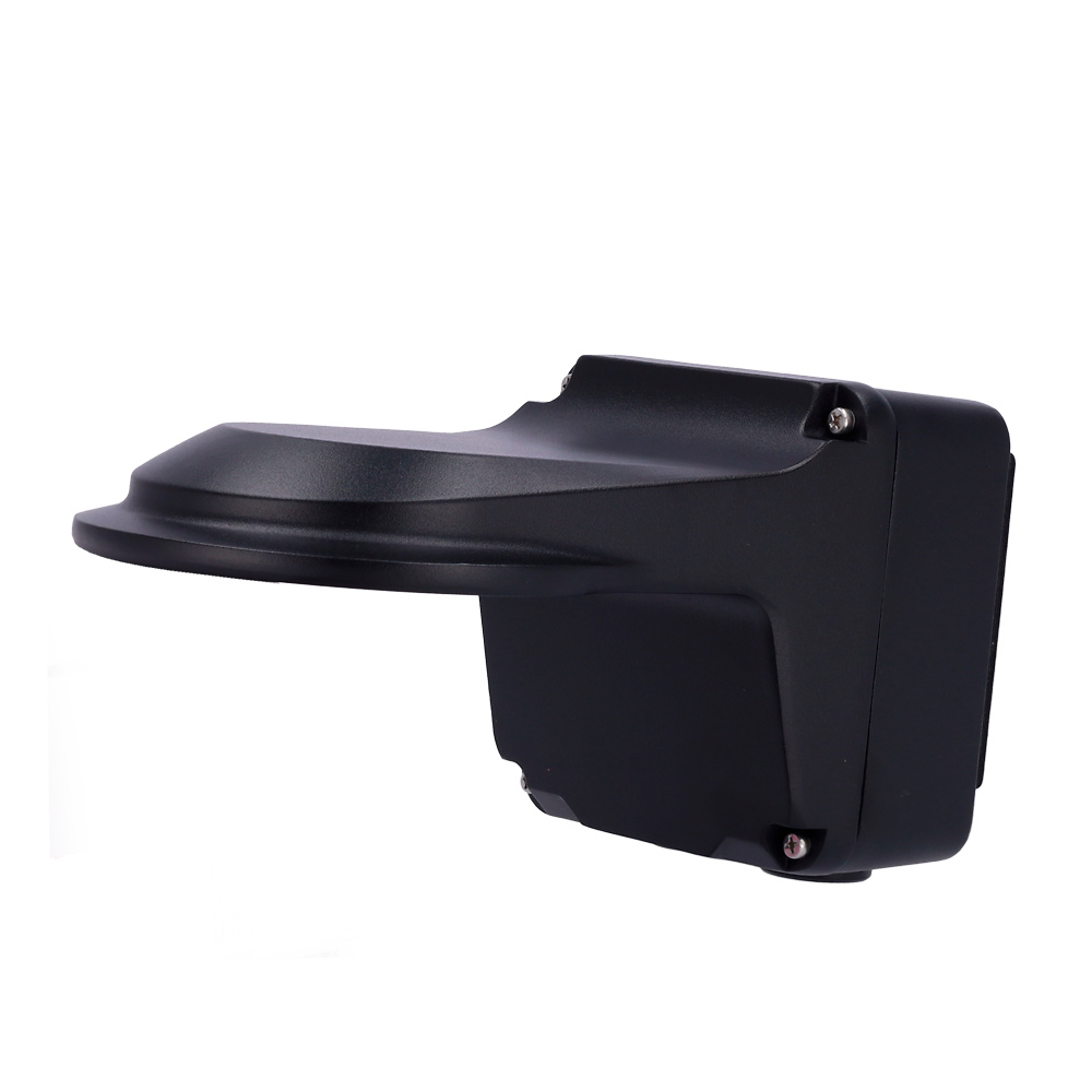 UV-TR-JB07-WM03-F-IN-BLACK-soporte-uniview Soporte UV-TR-JB07/WM03-F-IN-BLACK para cámaras domo PTZ Uniview. Diseño resistente con caja de conexiones integrada, fabricado en aleación de aluminio. Acabado negro discreto y apto para instalaciones en interiores y exteriores. Solución técnica y estética para montaje mural